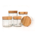 Eco-friendly Recyclable wide mouth 200ml 300ml 400ml 650ml 700ml cosmetic glass cream jar with bamboo lid